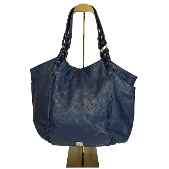 Kooba Tote Shoulder Satchel Bag Blue Cowhide Pebbled Leather Shoulder Handbag - Picture 1 of 9